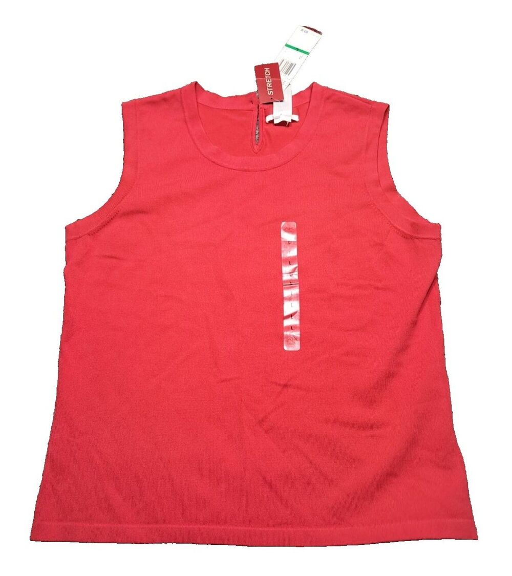 New Ann Klein Sport Women's Tank Top Size Large Sleeveless Blouse Top Key Hole